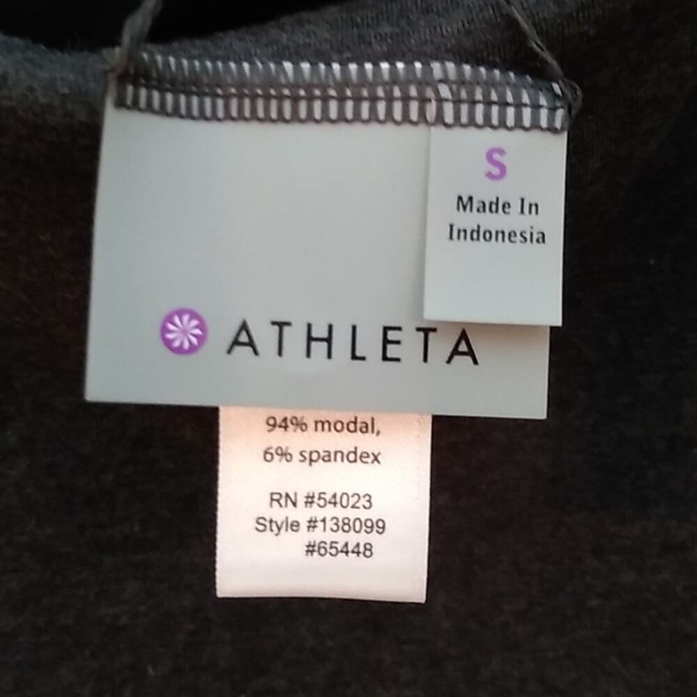 Athleta Carefree Tee Dress Charcoal Gray Ruched 94% modal Size S - Picture 3 of 9